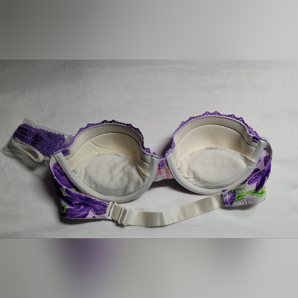 Victoria's Secret Balconette Bra 32C Lavender Floral Underwire - Picture 2 of 10